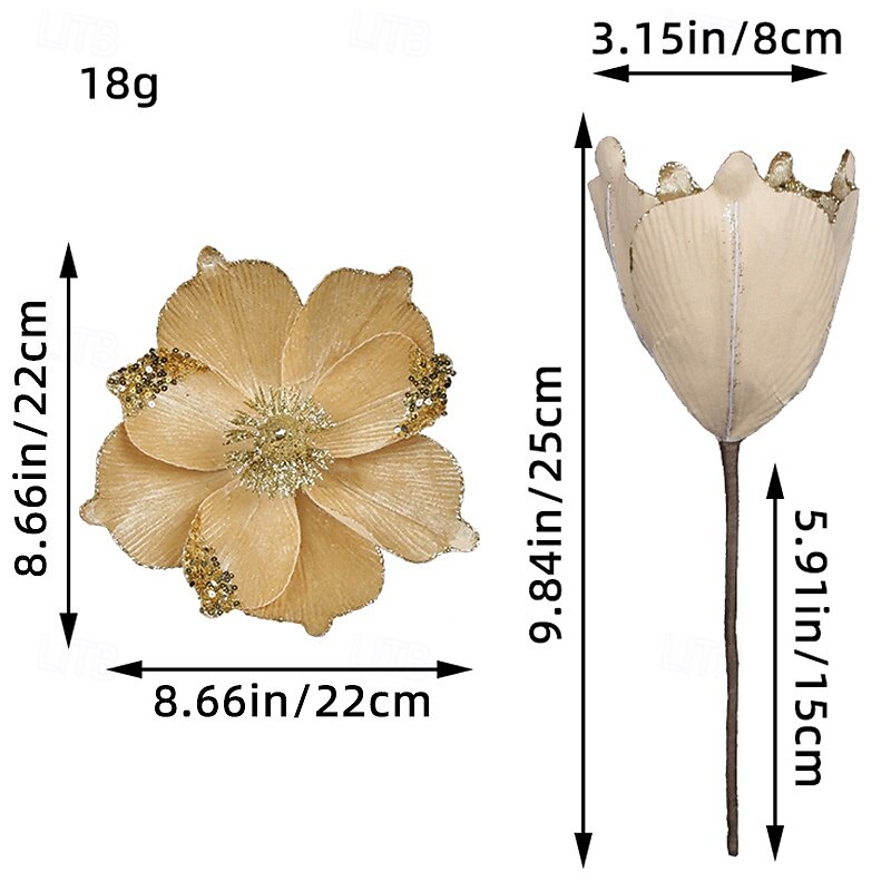 1 Branch  Glitter Christmas Flower,  Artificial Floral Pick for Xmas Tree & Holiday Arrangement Decoration3