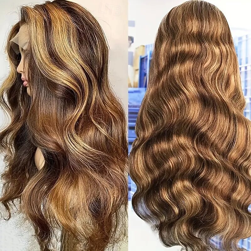 4*4 Lace Wig Piano Color P4/27 Straight Front Lace Human Hair 150% Density for black women Long Human Hair4