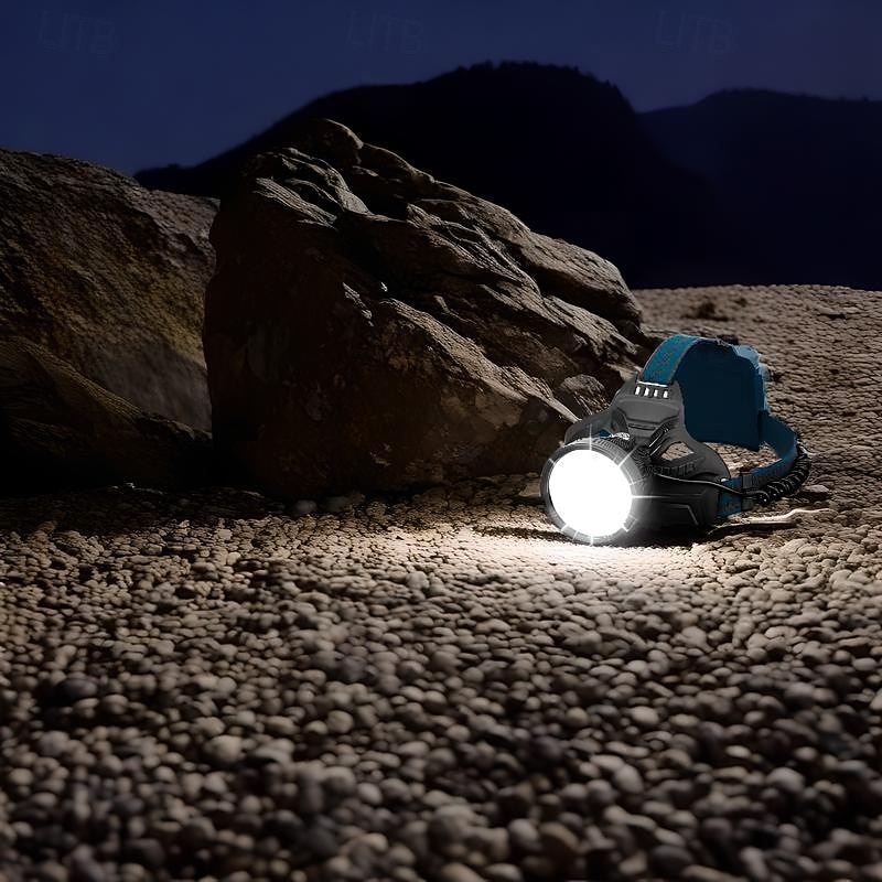 Super Bright LED Rechargeable Headlamp, USB Headlamp 4 Modes IPX5 Waterproof 90° Adjustable for Camping, Hiking, Running, Hunting, Cycling3