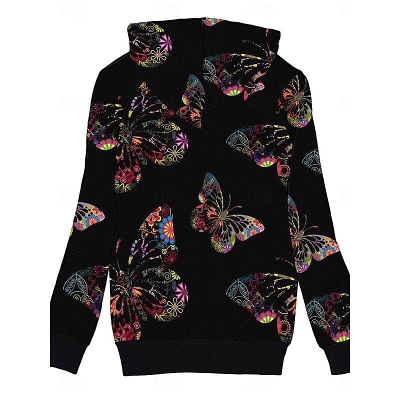 Women's Fleece Jacket Teddy Coat Hoodie Jacket Warm Breathable Zipper Pocket Fleece Lined Casual Butterfly Vacation Street Daily Wear Going out Zipper Regular Hoodie Regular Fit Long Sleeve Outerwear2