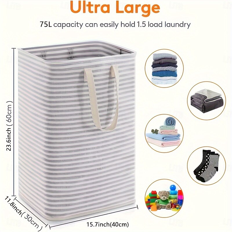 1PC Foldable Laundry Basket Hamper Portable Foldable Storage Bucket Freestanding Laundry Basket With Removable Handle Suitable For Dormitory Family Laundry Room Clothes Toys And Sundries Storage3