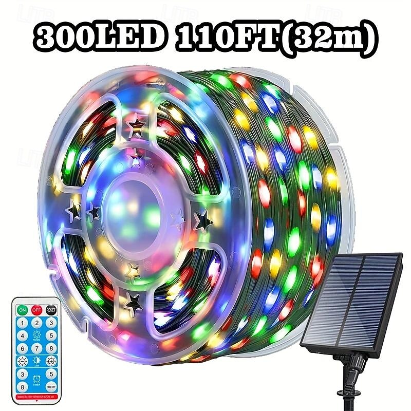 Elegant Wedding Party Reception 30M 300LED Solar Fairy String Lights – Waterproof Leather Wire for Outdoor Garden Decor2