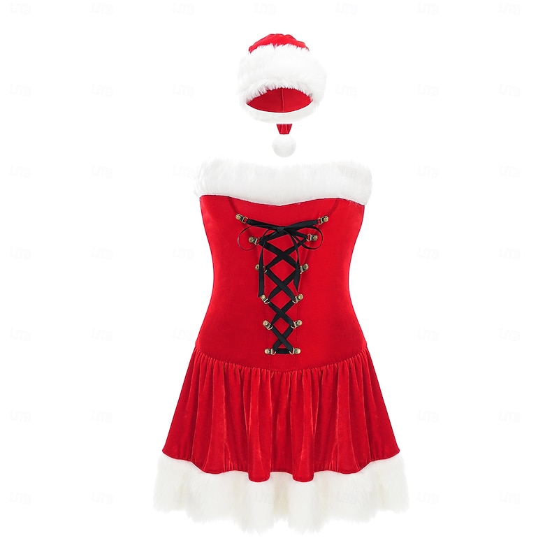 Santa Suit Santa Claus Mrs.Claus Christmas Dress Santa Clothes Sexy Costumes Santa Hat Women's Sexy Cosplay Costume Adults Christmas Masquerade Christmas Party Dress Hat