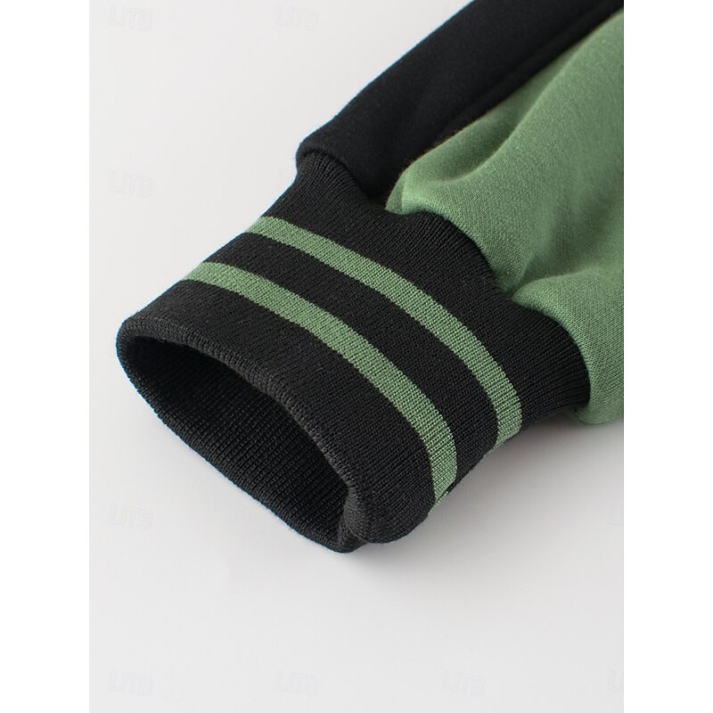 Kids Unisex Baseball Jackets Outerwear Star Long Sleeve Patchwork Pocket Coat School Cotton Fashion Cool Black Fall Winter 7-13 Years4