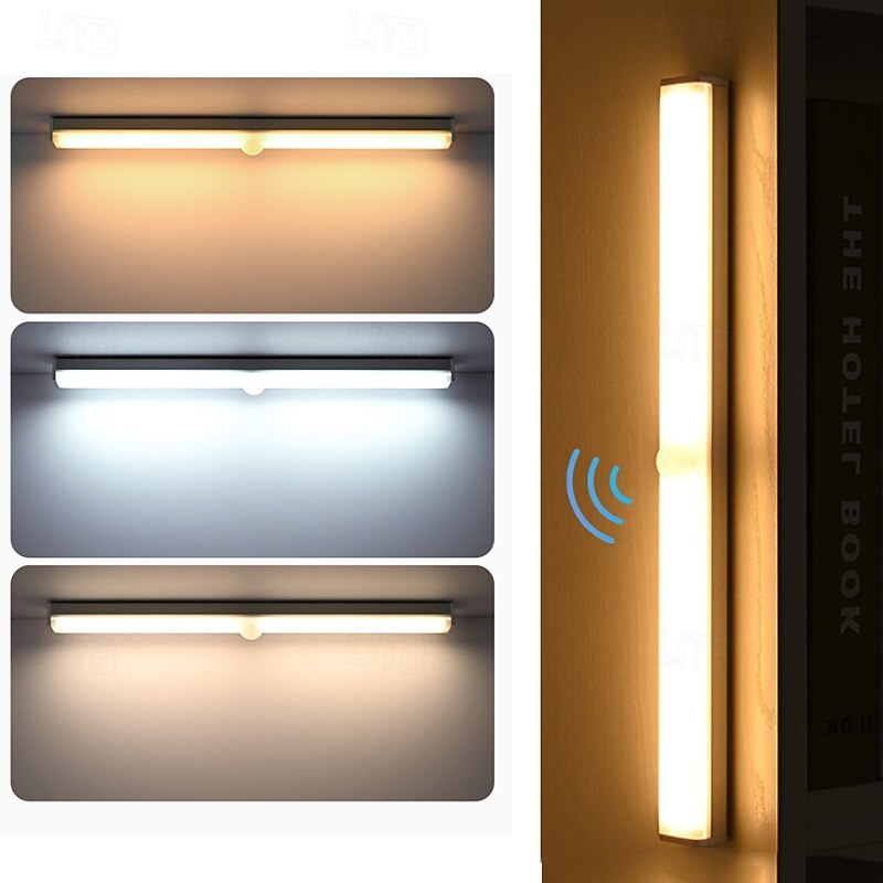Under Cabinet Lighting, LED Motion Sensor Night Light, USB Rechargeable, Three-Tone Light, Smart LED Cabinet Light Cable Free for Bedroom Cabinet Wine Cabinet Wardrobe Corridor