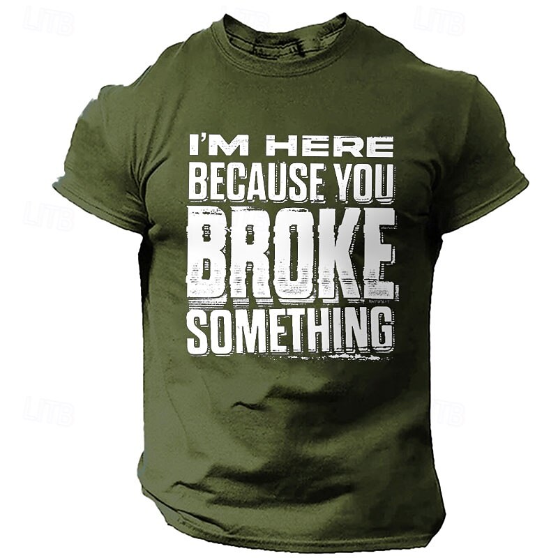 Men's Funny Letter Print T Shirt Tee Top 100% Cotton Short Sleeve Graphic Shirt Red Army Green Dark Blue Comfortable Tee Street Sports Outdoor Fashion Designer Clothing