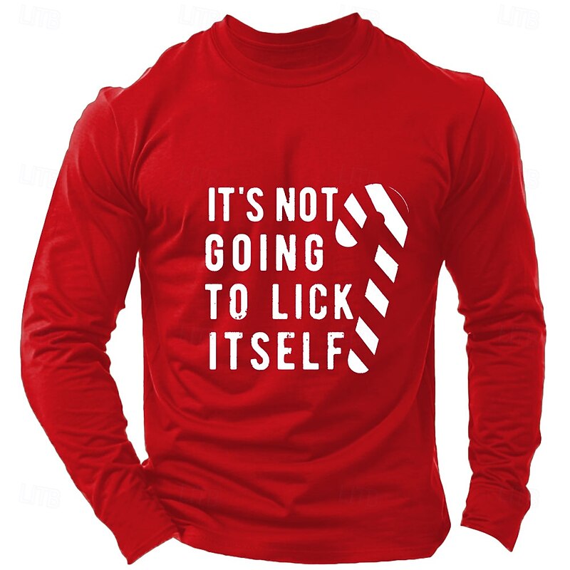 Christmas Men's Letter Printed funny christmas T Shirt 100% Cotton Long Sleeve Graphic Shirt Black Red Green Comfortable Tee Fashion Designer Clothing2