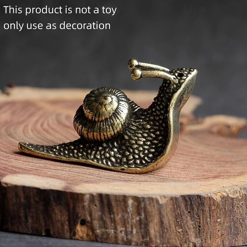 Brass Snail Animal Figurines, Retro Pure Copper Mini Snail Statue Ornaments Desk Antique Brass Tea Pet Collection Home Decorations For Living Room4