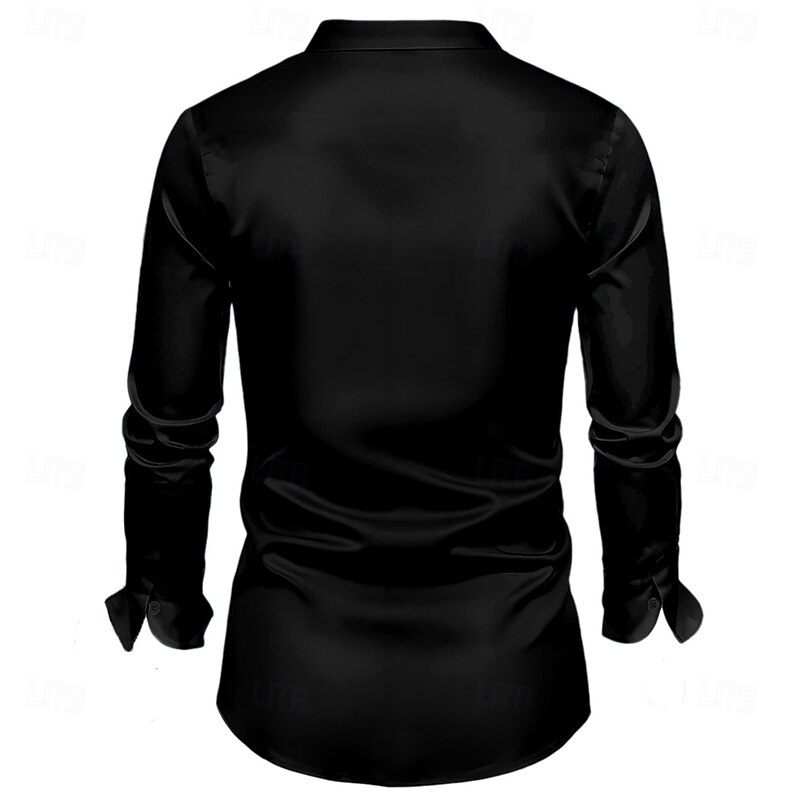 Halloween Men's Cool Skulls Satin Shirt Dress Shirt Button Up Shirt Long Sleeve Fashion Casual Vacation Party Evening Wear Dailywear Summer Spring Fall Collared Shirts 3D Print Black2