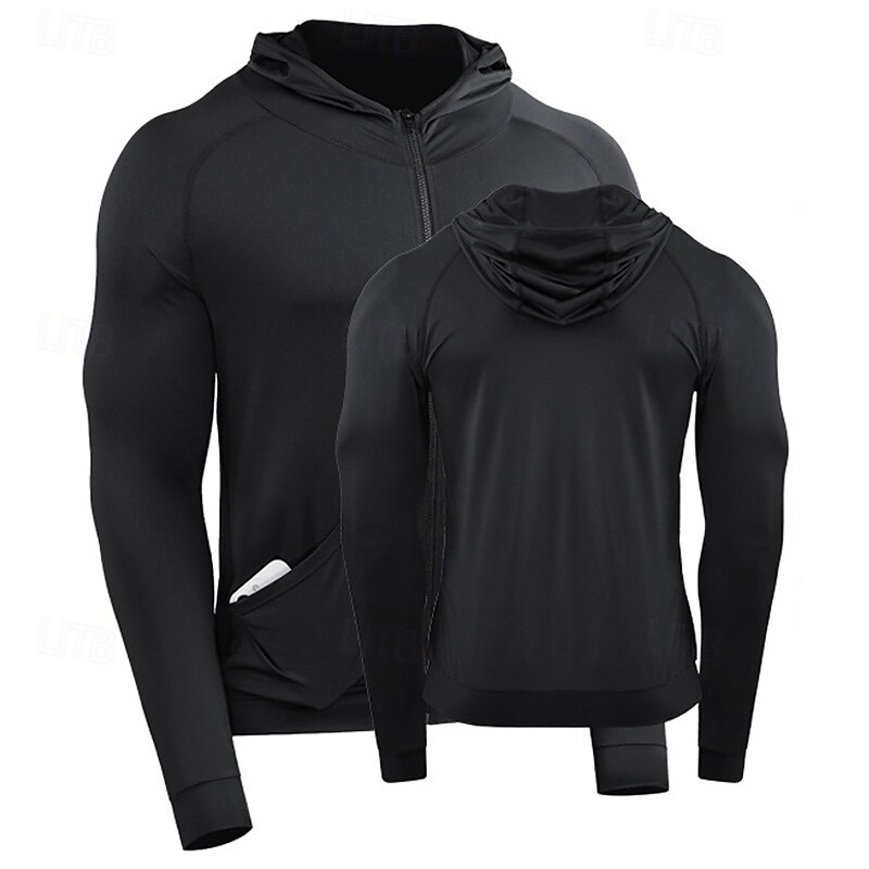 Men's Running T-Shirt Long Sleeve Tee Tshirt Casual Athleisure Fall Solid Colored Quick Dry Breathable Gym Workout Walking Jogging Sportswear Activewear Black White Dark Navy