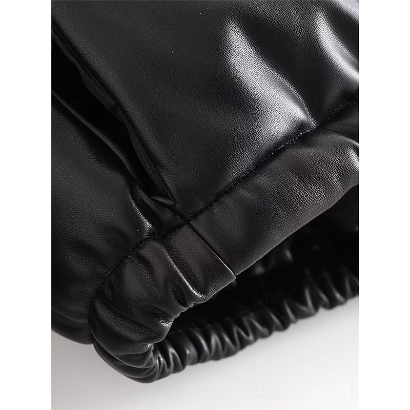 Women's Puffer Jacket Warm Breathable Zipper Pocket Casual Plain Vacation Street Daily Wear Going out Zipper Short Stand Collar Regular Fit Long Sleeve Outerwear Black White Green Fall Winter3