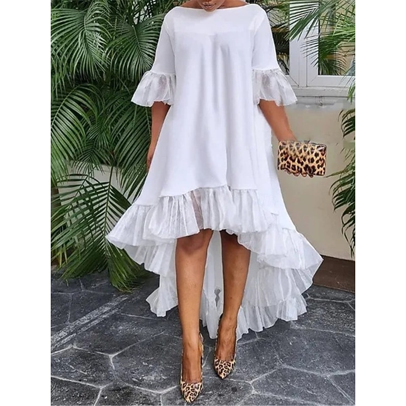 Women's Midi Dress Black Dress Casual Dress Cocktail Dress Formal Dress Casual Sports & Outdoor Street Regular Fit Plain 3/4 Length Sleeve Crew Neck Black White Yellow Blue Fall Winter2