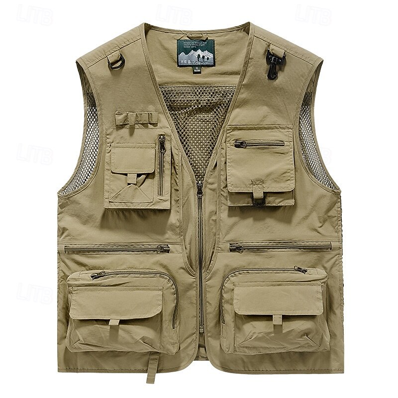 Men's Hiking Vest Hiking Fleece Vest Sleeveless Vest Outdoor Breathable Comfortable Pocket Polyester Black White Army Green Hunting Fishing Climbing