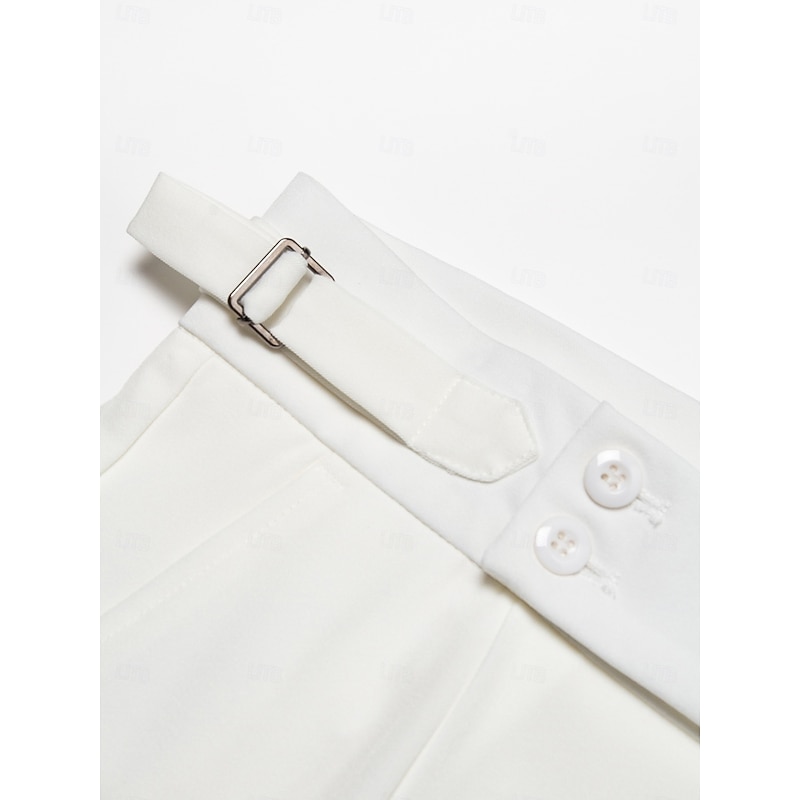 Men's Dress Pants Trousers Slacks Suit Pants Gurkha Pants High Rise Plain Comfort Breathable Wedding Outdoor Daily Elegant Vintage Black White3