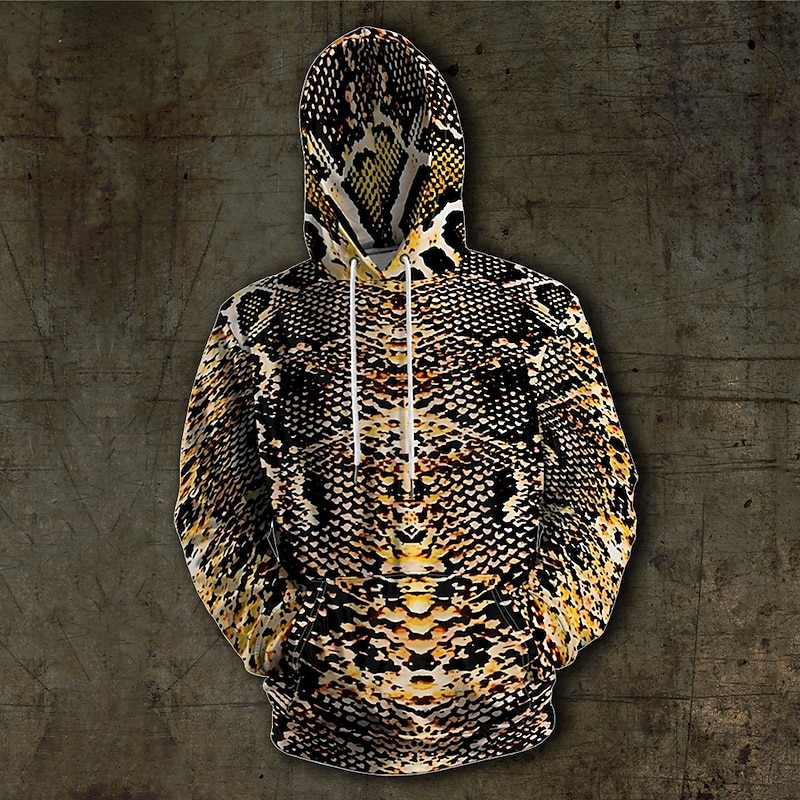 Graphic Serpentine Men's Vacation 3D Print Hoodie Sports Outdoor Vacation Going out Hoodies Brown Hooded Printing Winter Spring & Fall Designer Hoodie Sweatshirt