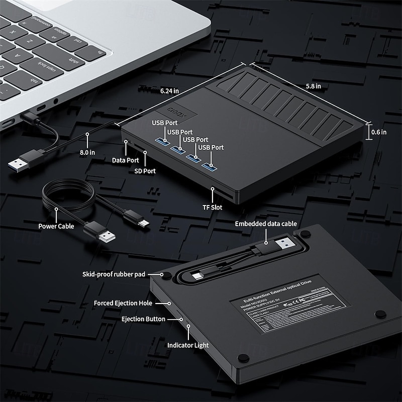 External CD/DVD Drive for Laptop 7 in 1 USB Ultra-Slim Portable CD/DVD Player Burner Compatible with External DVD Player for Laptop2