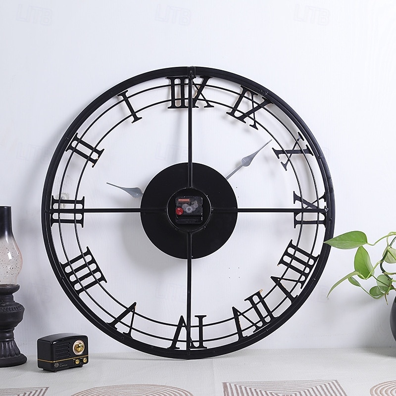 Wall Clocks Creativity Metal Clock Rome Decor Clocks Wrought Iron Round Art Wall Clock Large Wall Clock for Restaurants and Cafes Metal Wall Clock 60cm4