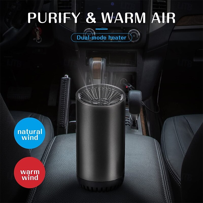 12V/24V Car Heater Fan Auto Heater Fan 2 in 1 Car Defogger Defroster Fast Heating Car Electric Heater Fan with Holder Portable Mini Anti- Fog Plug in Cigarette Lighter3