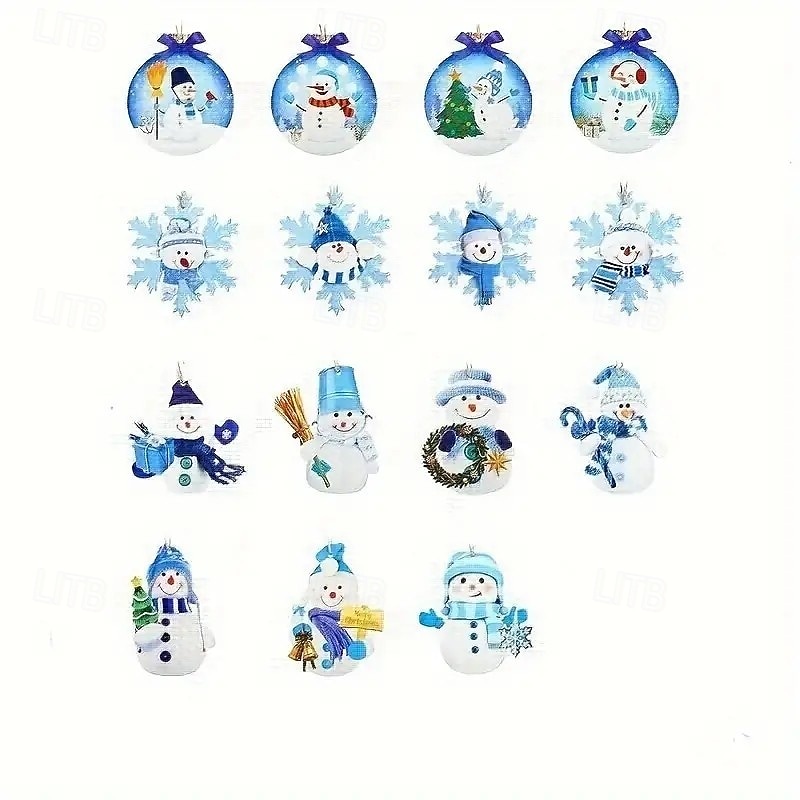 30pcs Christmas Wooden Ornaments, Xmas Tree Pendant Decoration - Snowman Hanging Decor with Teardrop and Spire Designs - Seasonal Decorations for Christmas3