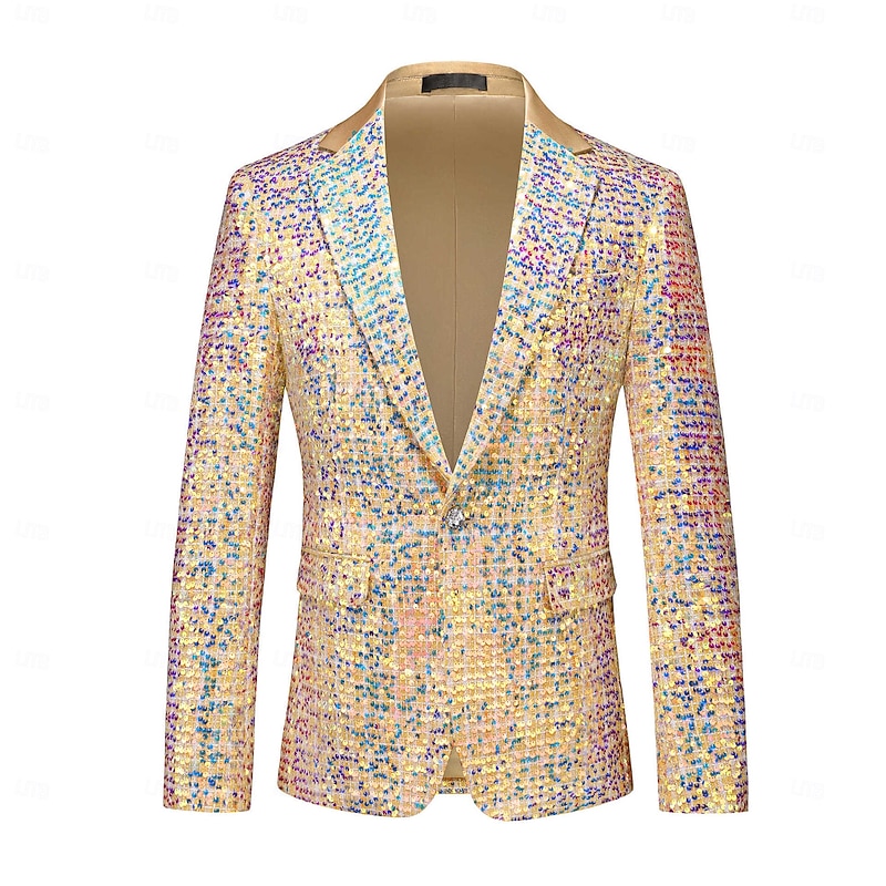 Disco 1980s Pants Outfits Suits & Blazers Disco Sequins Solid Color Fancy Dress Men's Carnival Costume Masquerade Performance Party Club Adults' Coat Pants2