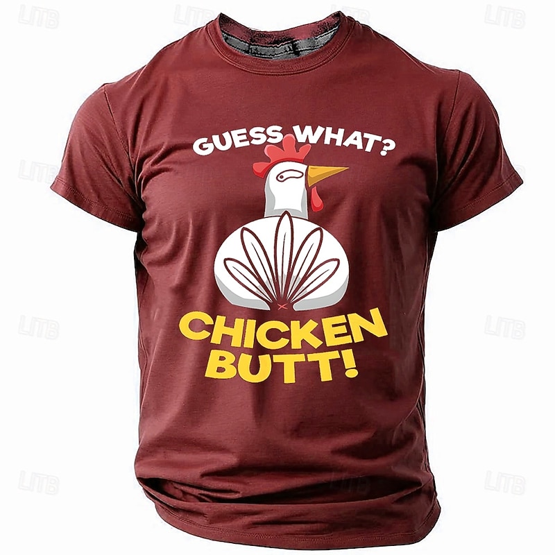 Men's Rude Offensive Christmas Rooster Text T shirt Short Sleeve T shirt 3D Print Crew Neck Shirt Fashion Funny Athleisure Street Sports Outdoor Daily Black Red Blue Summer Spring Clothing Apparel S3