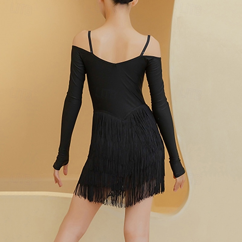 Kids' Dancewear Dress Tassel Girls' Performance Daily Wear Long Sleeve Lycra2