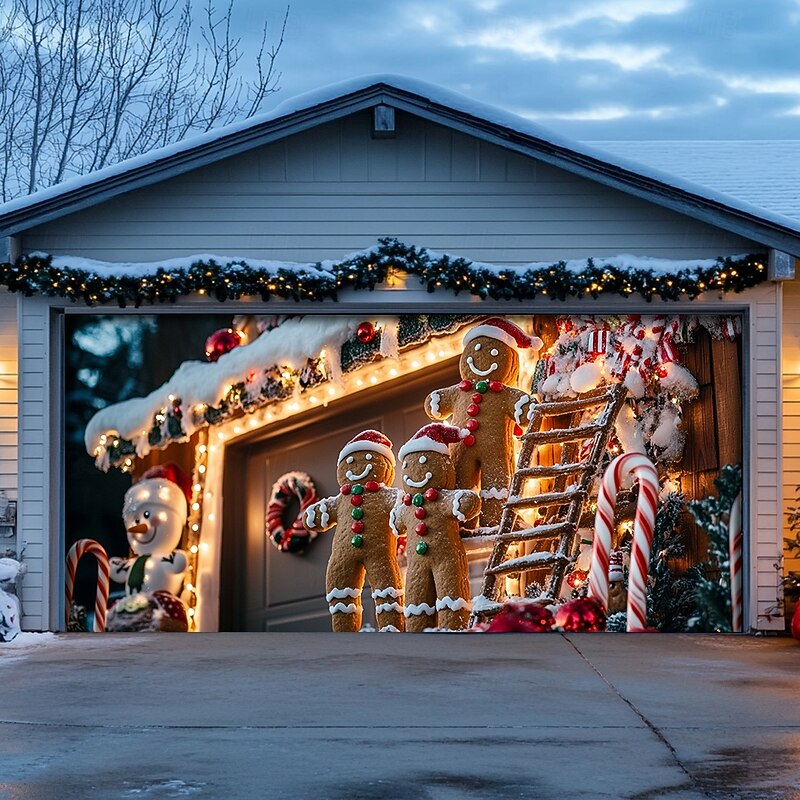 Christmas Door Decorations Outdoor Garage Door Cover Xmas Tree Banner Farmhouse Large Christmas Backdrop for Holiday Outdoor Garage Door Home Wall Decorations 22