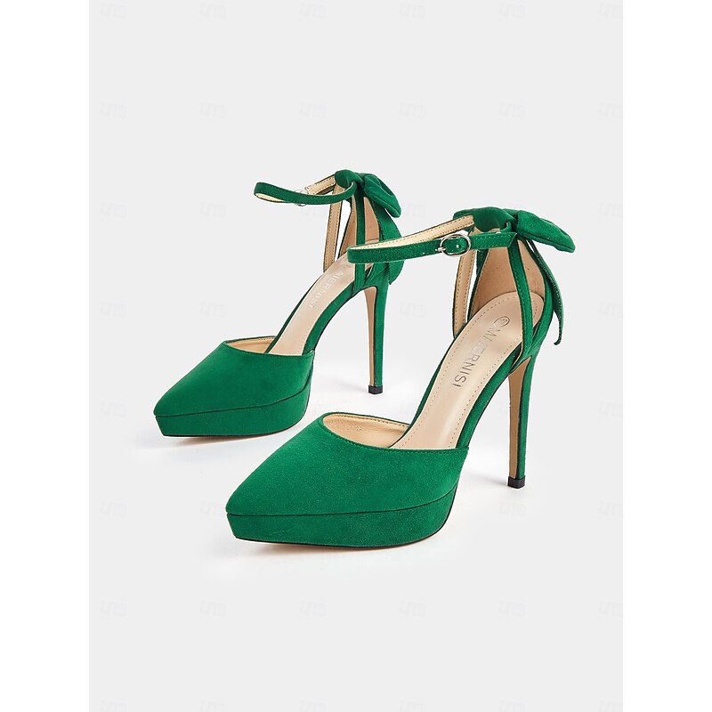 Elegant Women's Platform Stiletto Heels with Ankle Strap and Bow Accent - Perfect for Formal Events4