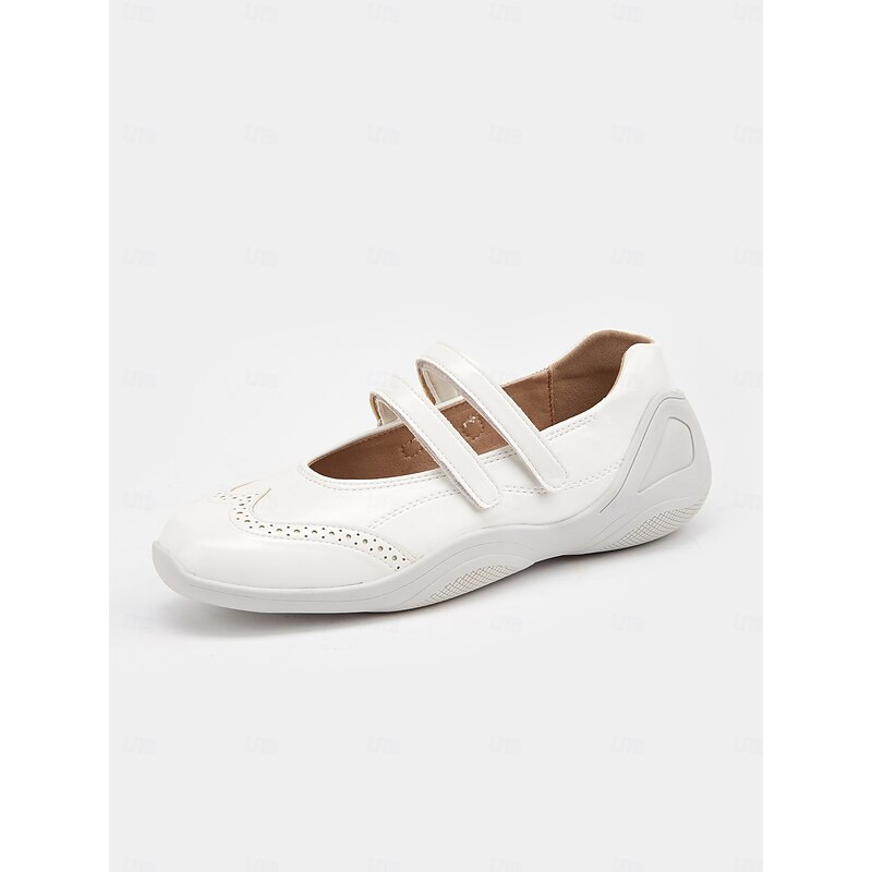 Women's White Mary Jane Comfort Shoes with Dual Straps and Brogue Detailing – Casual Everyday Footwear for Walking and Leisure4