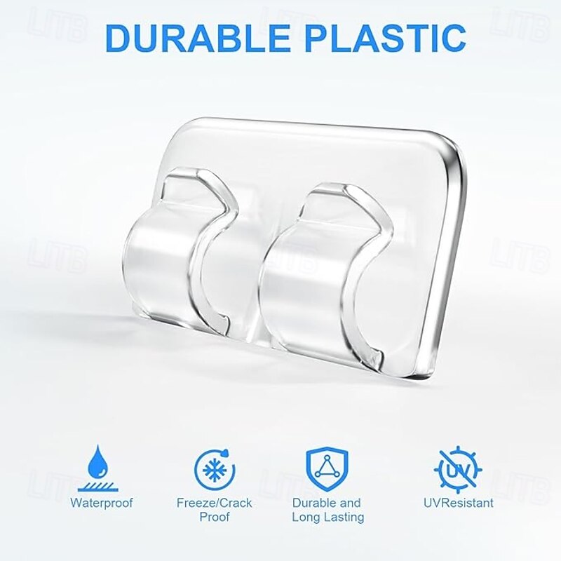 26Pcs Hooks for Outdoor String Lights Clips Heavy Duty Light Hook with Waterproof Adhesive Strips - Outside Clear Cord Holders for Hanging Christmas Lighting - Outdoors Sticky Clip2