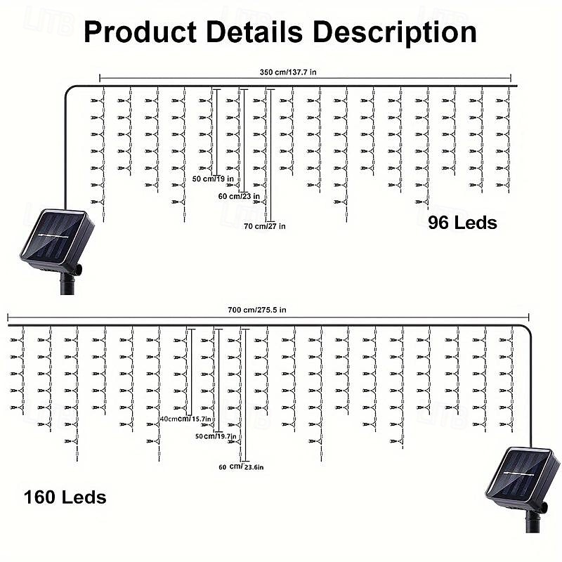 4M 96Leds Outdoor Solar Ice Bar Light String Courtyard Eaves Balcony Fence Steps Christmas Wedding Festive Atmosphere Decorative Light String2