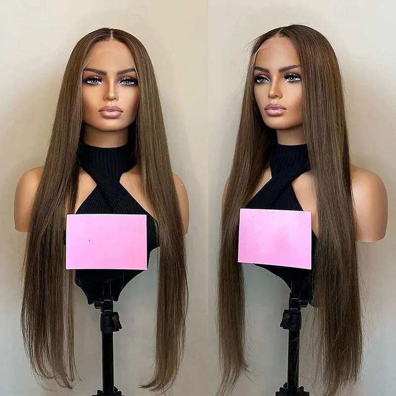 Glueless 5x5 Lace Closure Human Hair Wig Brazilian Remy Hair Straight Colored 13x4 Lace Front Wig with Baby Hair Pre-Plucked For Women