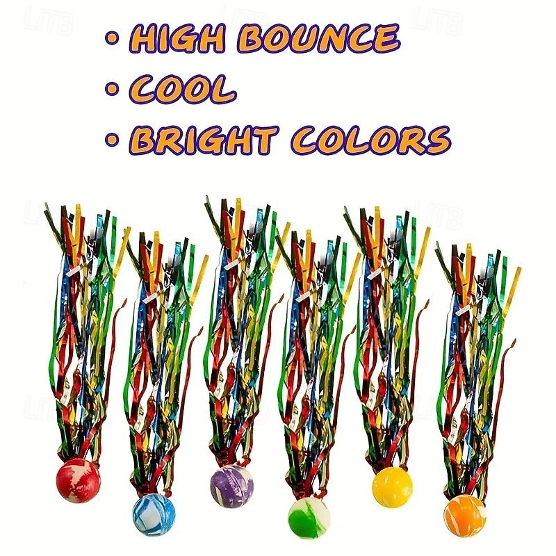 20 Colorful Bouncy Super Balls with Streamers Party Favors Goodie Bag Fillers for Birthday Christmas Halloween4