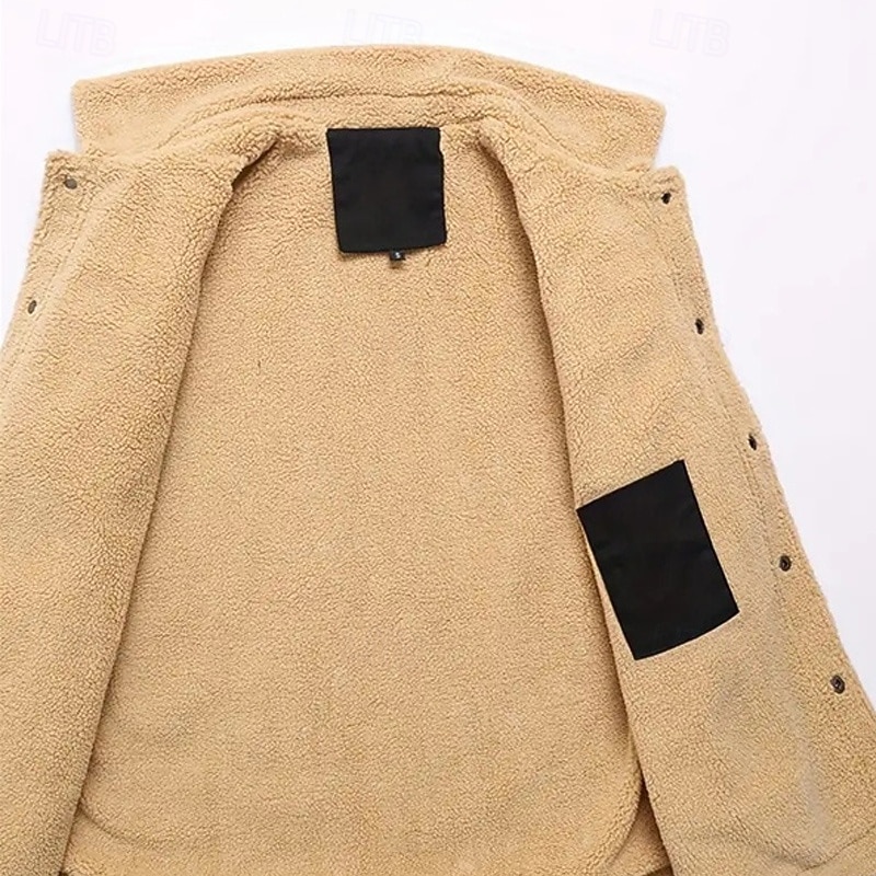 Men's Cargo Jacket Hiking Fleece Jacket Winter Outdoor Thermal Warm Fleece Lining Fleece Jackets Climbing Camping / Hiking / Caving Traveling Dark Grey Light Khaki Black White Army Green4