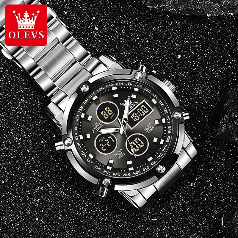 OLEVS 1106 Men's Watch Luxury Brand Quartz Watch Trend Sports Alarm Clock LED Display Waterproof Timing Code Watch Men's Watch3