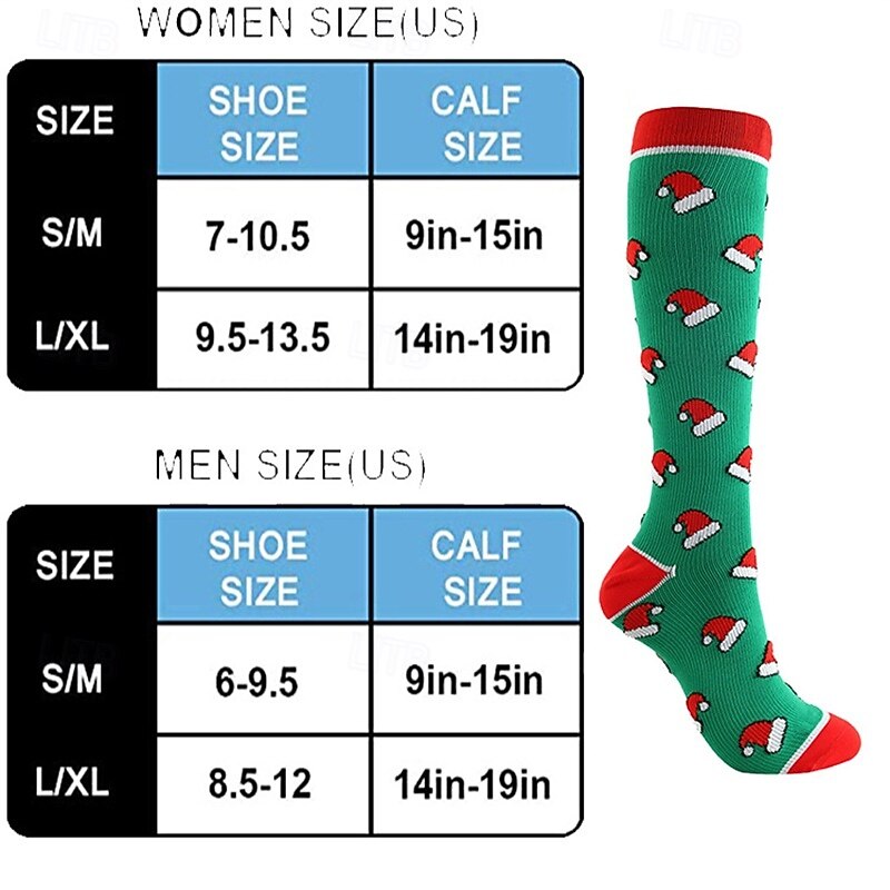 Yoga Socks Christmas Socks 1 Pair Men's Women's Compression Socks Anti-Slip Breathable Sweat wicking Comfortable Gym Workout Basketball Football / Soccer Running Jogging Sports Graphic Fashion3