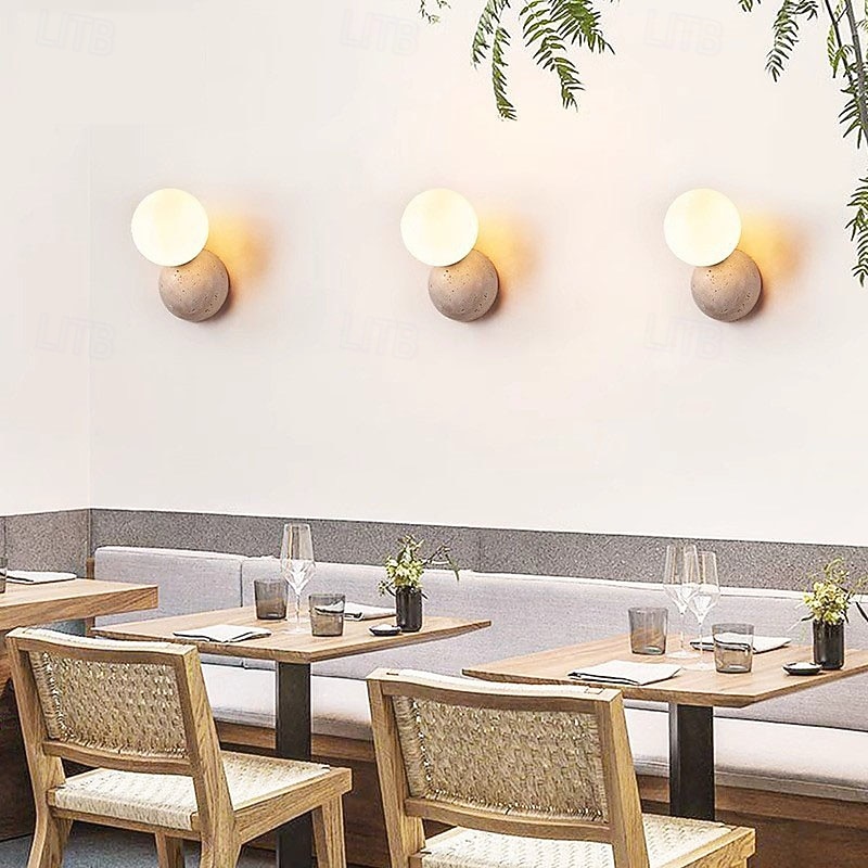 Japanese Wabi-sabi Style Wall Sconces Wall Lamps with Milky Glass Shade  Stone Wall Lights