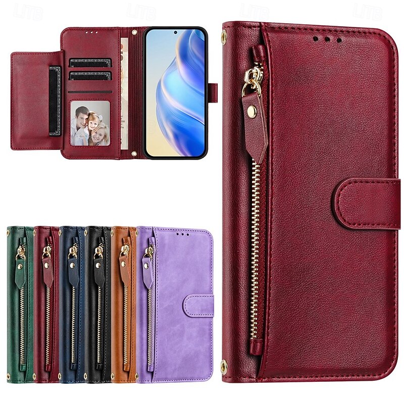 Phone Case For Google Pixel 9 Pro Pixel 9 Pro XL Pixel 8 Pro Pixel 8 Pixel 9 Pixel 7 Pixel 7 Pro Pixel 6 Pixel 6 Pro Wallet Case with Stand Holder Zipper Full Body Protective Retro TPU PU Leather