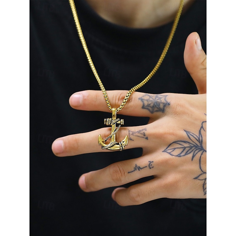 Men's Anchor Pendant Necklace - Nautical Style Fashion Jewelry for Casual and Formal Occasions2
