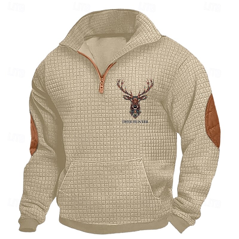 Men's Sweatshirt Quarter Zip Sweatshirt Black White Navy Blue Khaki Light Grey Half Zip Plain Christmas Sports & Outdoor Daily Christmas Streetwear Cool Winter Spring &  Fall Clothing Apparel Hoodies - Main Image