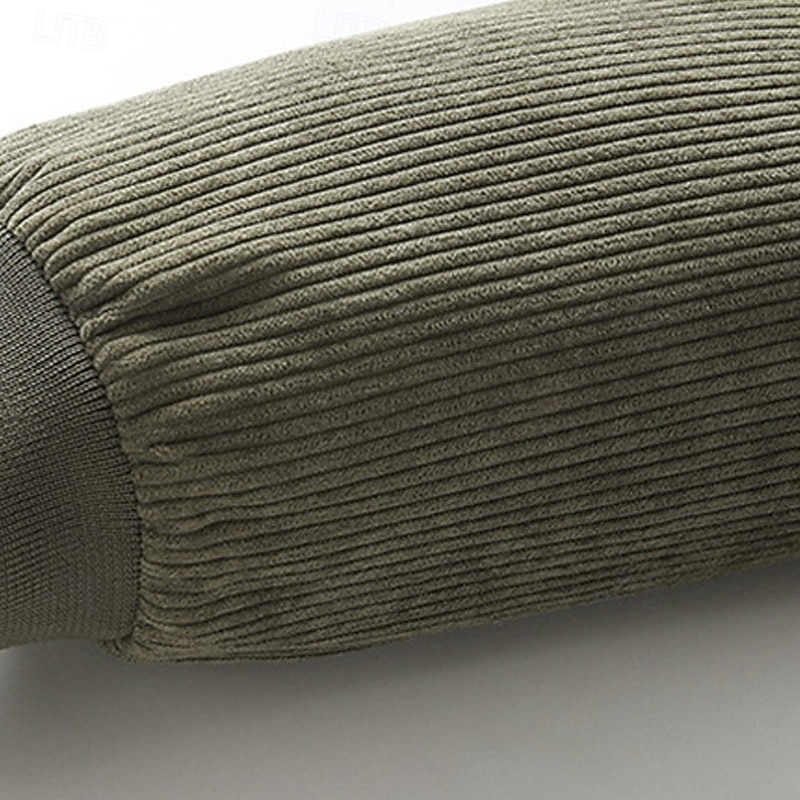 Men's Winter Jacket Corduroy Jacket Fleece Jacket Casual Jacket Daily Vacation Thermal Warm Pocket Fleece Fall & Winter Plain Fashion Streetwear Stand Collar Regular Black Yellow Army Green Gray4