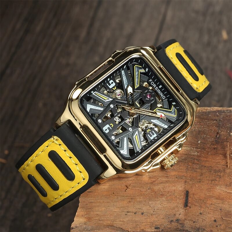 Forsining Casual Skeleton Hollow Automatic Watch 3D Montre Homme Mens Wristwatches Luminous Military Watches4