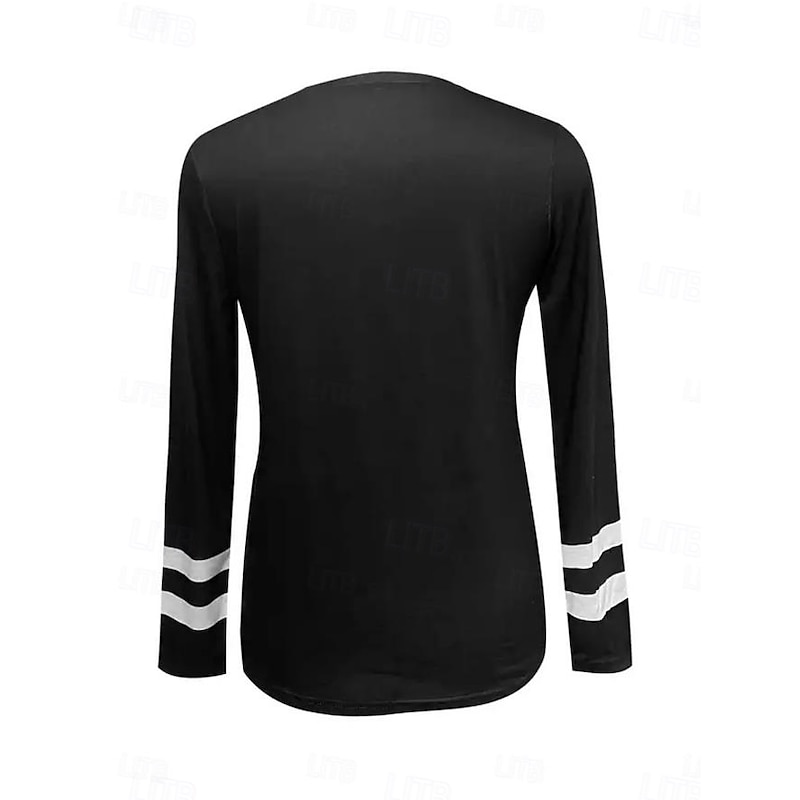 Women's Shirt Blouse Wine Glass Casual Long Sleeve Crew Neck Regular Tops Christmas Daily Patchwork Black Wine Blue Green Fall Winter2