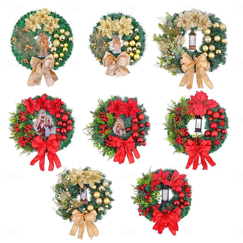 Christmas Lighted Wreath Outdoor for Front Door Winter Wreath Window Wall Decoration Jesus Birth Scene Nativity-Themed Decoration Prop for Holiday Displays, Festive Christmas Door and Wall Decor2