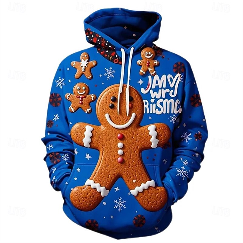 Christmas Gingerbread Man Hoodie Funny Christmas Hoodie 3D Christmas Front Pocket Funny For Couple's Men's Women's Adults' Christmas Carnival 3D Print Party Casual Daily2
