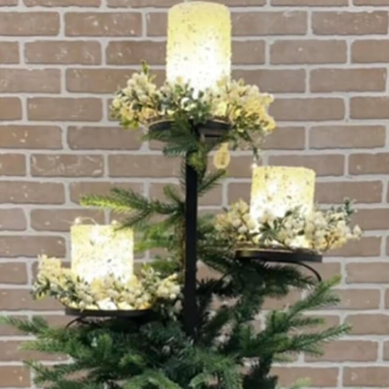 Black Triple Christmas Tree Topper, Tree Topper Candle Holder, 3 Tier Candle Holder, Candelabra Tree Topper for Christmas, Christmas Topper Unique, Light up Christmas Tree2