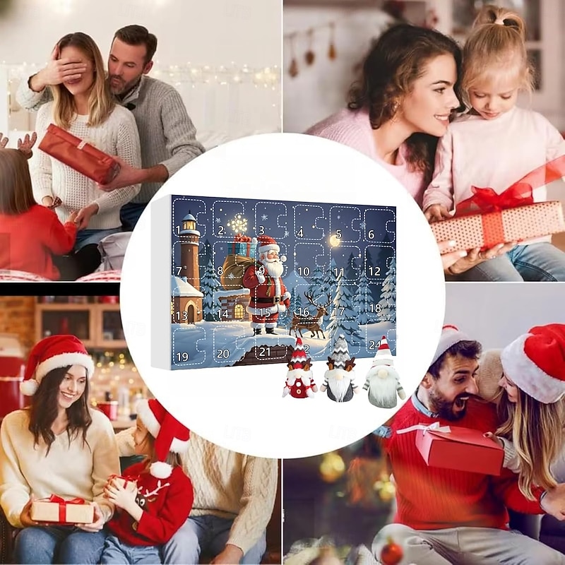 Christmas Advent Calendar with Gnome Doll Decorations 2025 Xmas Countdown Calendar With Collectible Gnome Plush Dolls Toy, 24 Day Christmas Advent Calendar, Christmas Gifts for Adults and Kids2