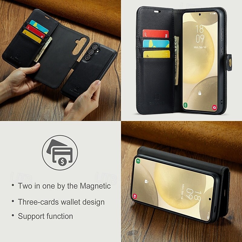 Phone Case For S25 S24 S24 FE S23 S22 S21 Ultra Plus A55 5G A35 5G A15 A14 Back Cover with Stand Holder Detachable Magnetic Retro TPU PU Leather2