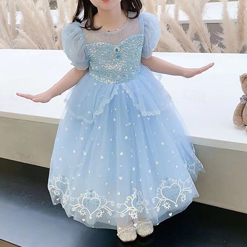 Girls' 3D Heart Party Dress Short Sleeve Summer Spring Performance Party Birthday Beautiful Sweet Kids 4-12 Years Party Dress Swing Dress Tulle Dress Maxi Regular Fit3