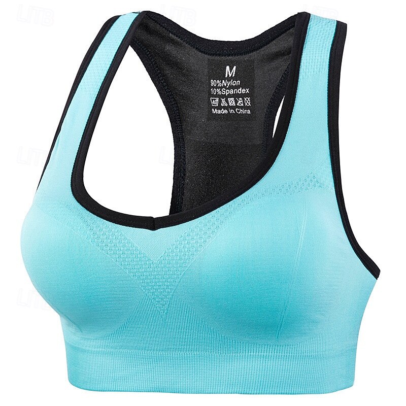 Women's Light Support Sports Bra Running Bra Open Back Bra Top Padded Fitness Leisure Sports Running Breathable Lightweight Soft Black Blue Fuchsia Solid Colored3